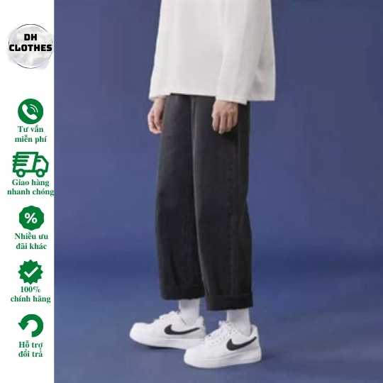 Quần Jean Nam Baggy Ống Suông Form Rộng Màu Đen - đổi trả nếu không ưng-Q20