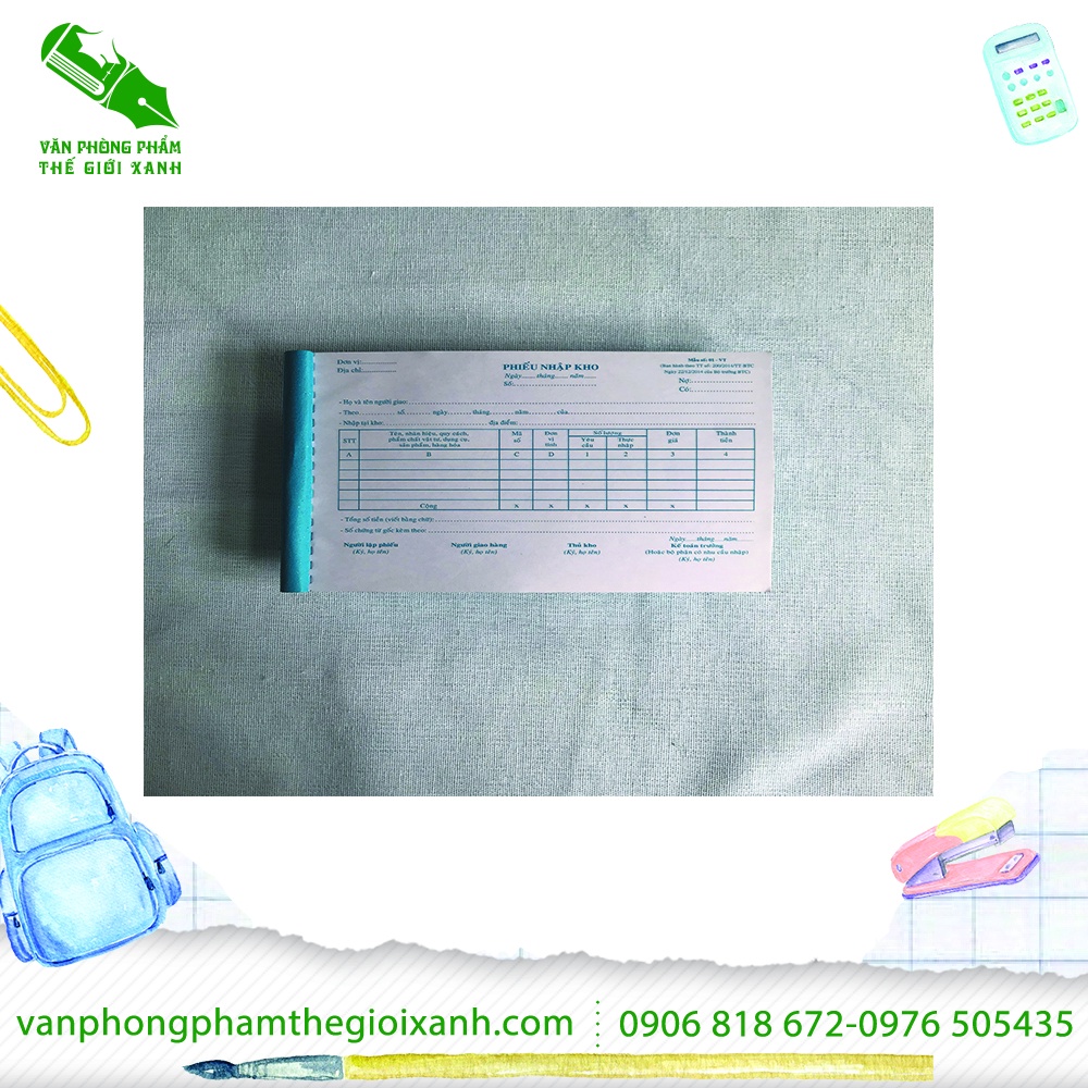 PHIẾU NHẬP KHO 2 LIÊN 13X19 25 BỘ