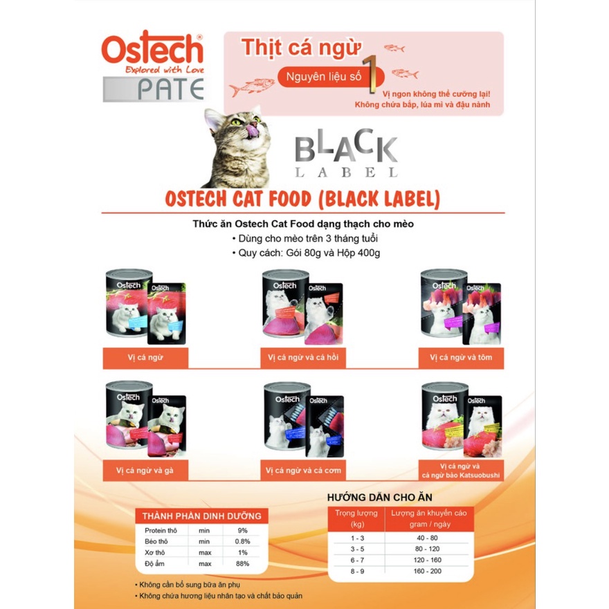 Pate cho mèo Ostech black label gói 80g, thức ăn Thái Lan tăng cân mập mèo con lớn nhỏ Con Mèo Xiêm