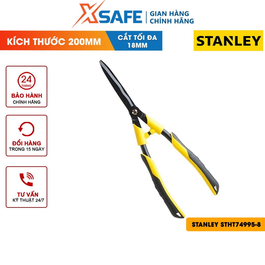 Kéo tỉa cành cây STANLEY STHT74995-8 200mm Kéo cắt tỉa tay cầm bọc nhựa êm ái, lưỡi kéo thép Carbon bén, cứng cáp