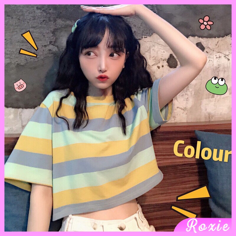 Áo croptop nữ rộng tay ngắn đẹp kiểu ulzzang Hàn Quốc - Roxie