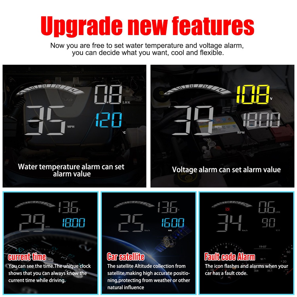 Đồng Hồ Đo Tốc Độ Kính Chắn Gió C80001 C8000 Mới Hud2 Cho Xe Hơi Hud2