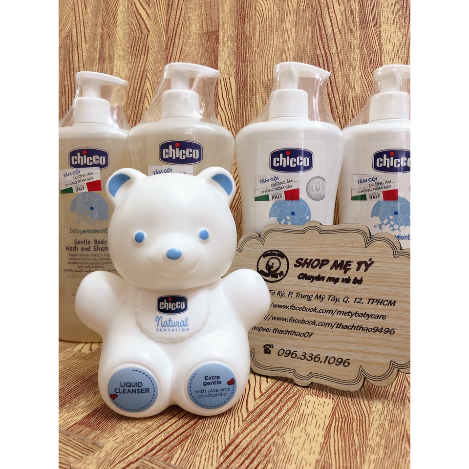 Sữa tắm gội Chicco chiết xuất Yến mạch/ Hoa cúc cho bé 0M+ chai 200ml/500ml (CHÍNH HÃNG CÔNG TY)