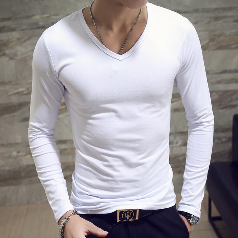 Áo nam dài tay cổ chữ V màu trơn size M-3XL