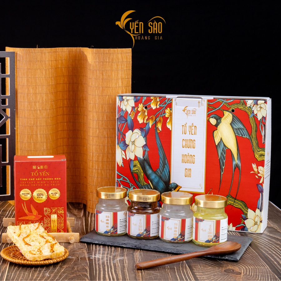 Yến Sào Hoàng Gia Set mix 6 hũ tổ yến chưng (Đông trùng, không đường, táo đỏ, saffron, đường phèn)