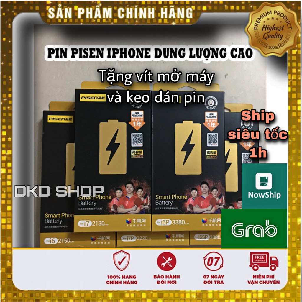 Pin Pisen Dung Lượng Cao Cho dòng 5se/6/6s/6plus/6splus/7/7plus/8/8plus/X/Xs/Xsmax/11