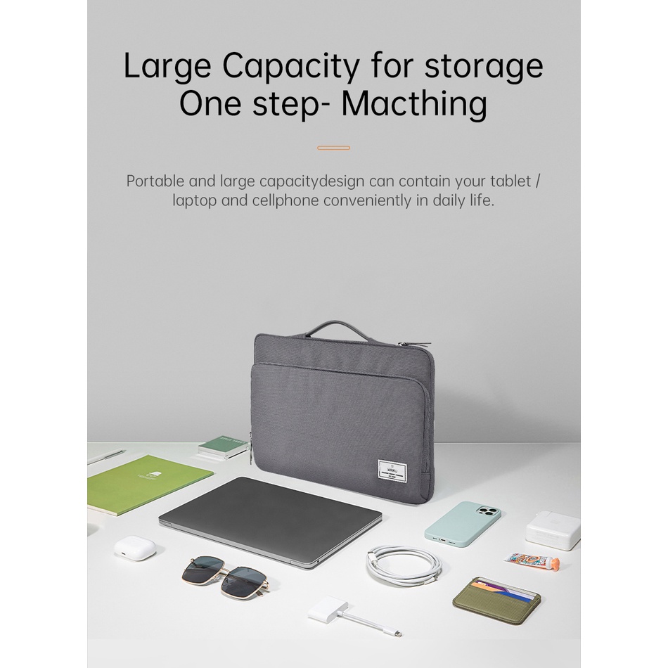 Bao đựng máy tính xách tay WiWU Ora cho Macbook Air 13,6 M2 2022 Vỏ đựng máy tính xách tay chống nước chống sốc cho Macbook Pro 13 M1 M2 Túi máy tính xách tay nhiều túi cho Macbook Pro Air 16 inch