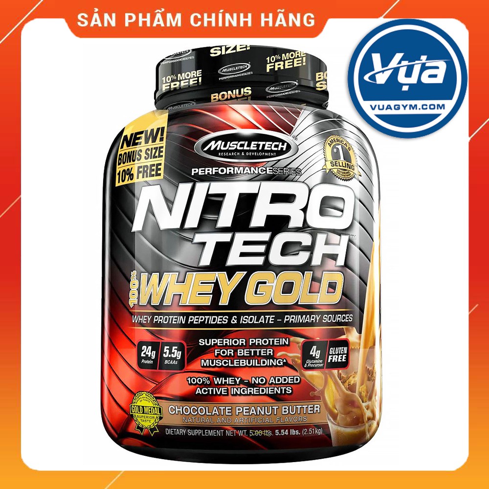 Sữa tăng cơ MuscleTech - Nitro-Tech 100% Whey Gold (5.5 Lbs)
