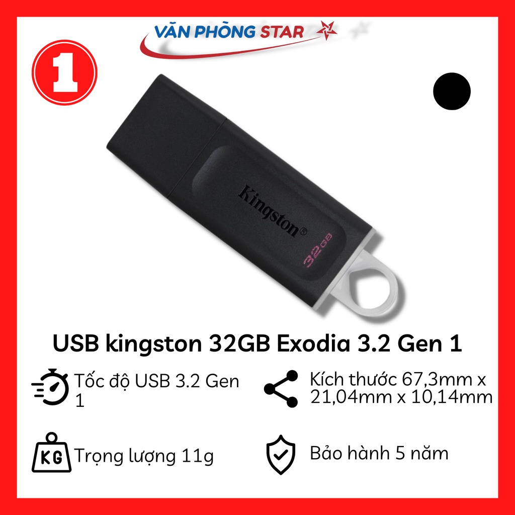 USB kingston 32GB 3.2 Gen 1 Kingston DataTraveler Exodia DTX CHÍNH HÃNG BẢO HÀNH 5 NĂM