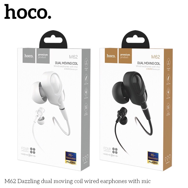 Tai nghe dây hoco m62 chính hãng dòng tai nghe có mic chân cắm 3.5-Tai đa năng M62 rực rỡ với mic cáp TPE đàn hồi cao