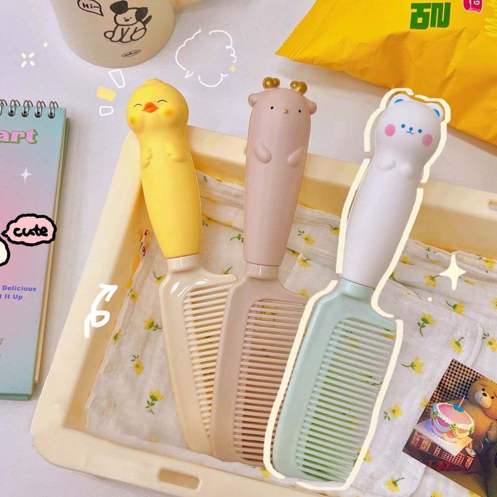 Lược Chải Tóc Tay Cầm Bằng Nhựa Resin Họa Tiết Gấu Hoạt Hình Dễ Thương