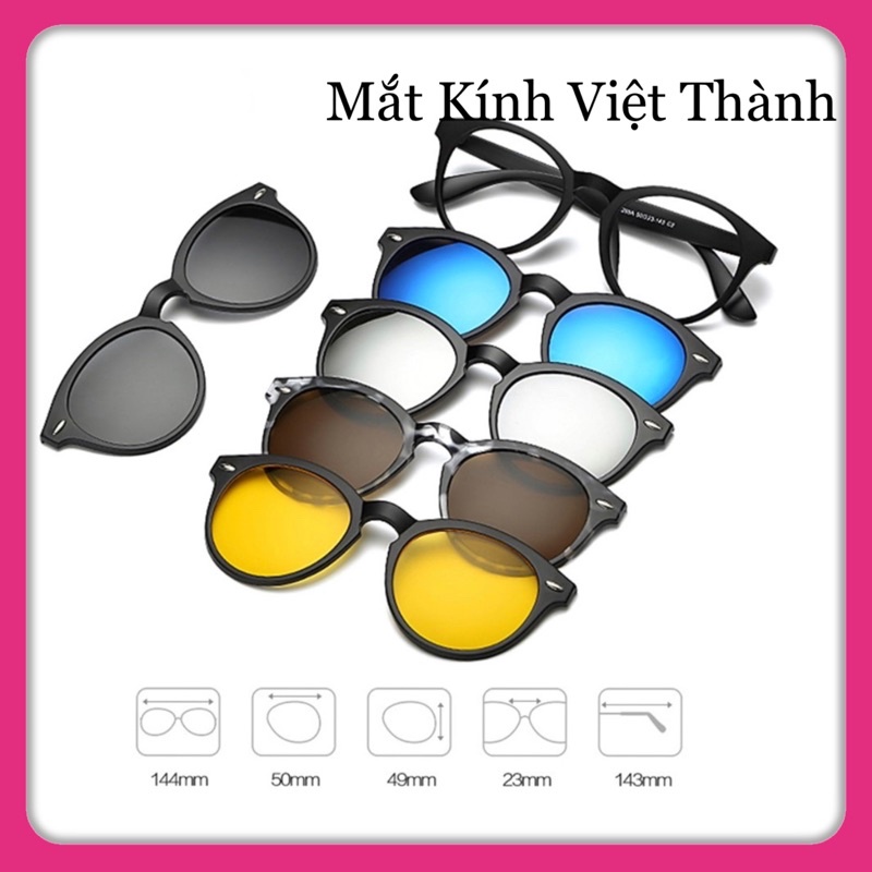 Kính cận màu 6 in 1 kính râm cận kính mát độ MẮT MÈO kính 5 in 1 ĐI BIỂN