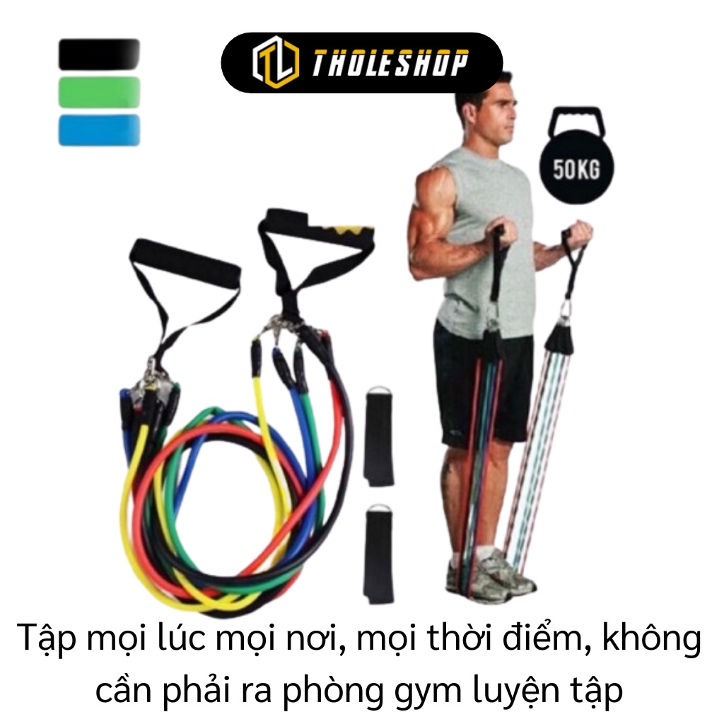 Dây Tập Thể Dục - Bộ 11 Món Dây Ngũ Sắc Tập Gym Đa Năng FullBody - Dây Kháng Lực 6031