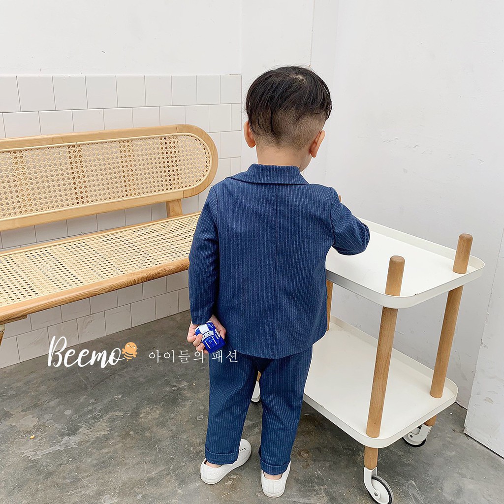 Set Vest cho bé trai Beemo, chất liệu tếch Hàn, thiết kế cổ Vest 4 khuy sành điệu B037