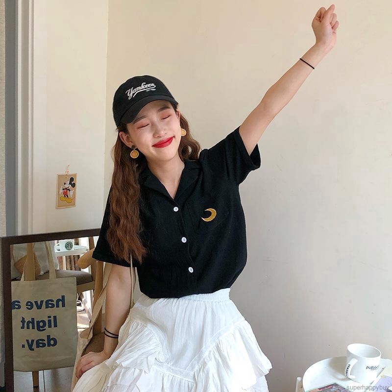 Áo Thun Polo Ngắn Tay Thêu Họa Tiết Phong Cách Hàn Quốc Cho Nữ | BigBuy360 - bigbuy360.vn