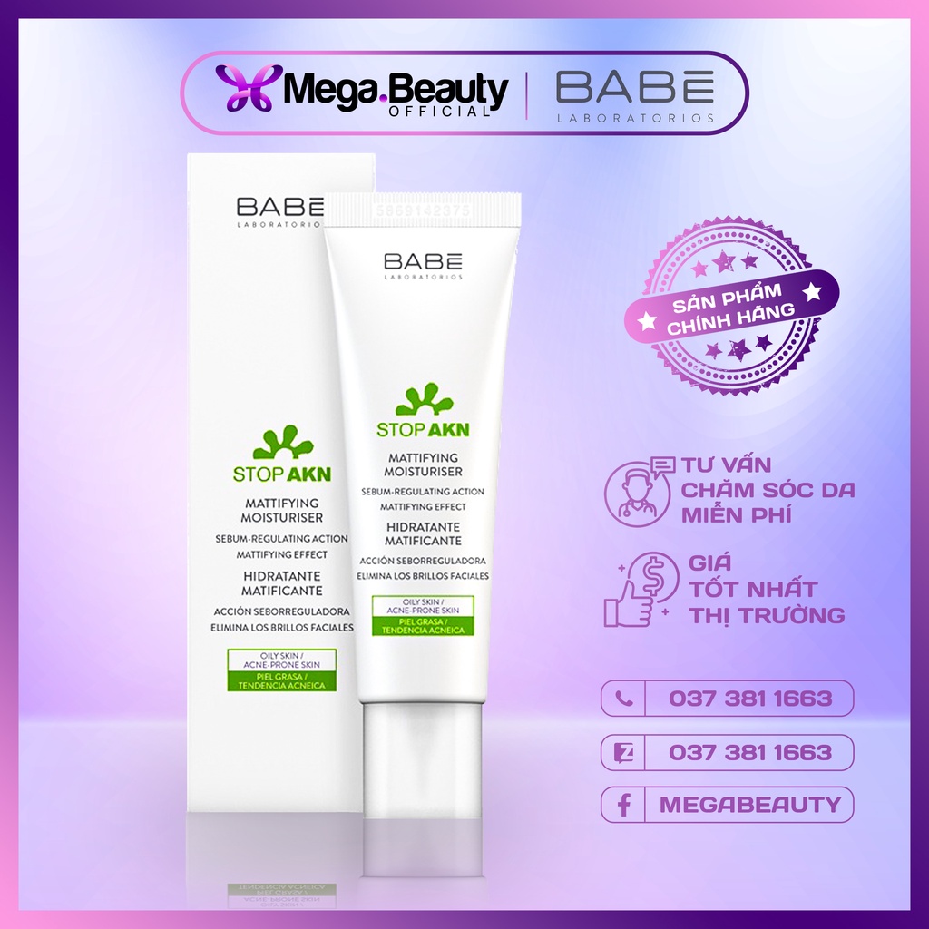 Kem Dưỡng Babe Stop AKN Mattifying Moisturiser 50ml -