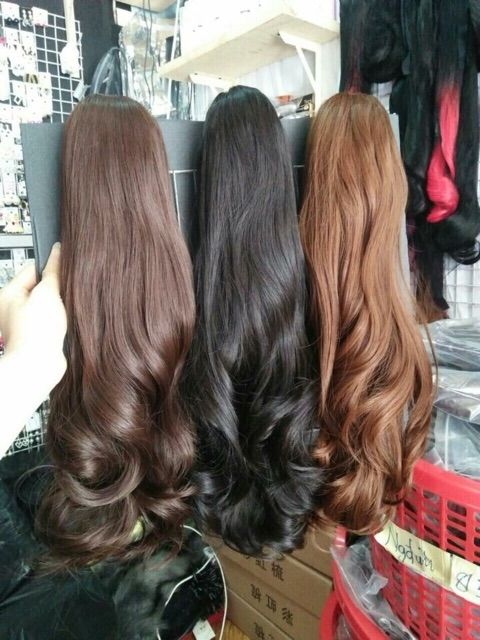 Tóc giả nữ đẹp ngoặm tơ cao cấp xoăn dợn, mã P103