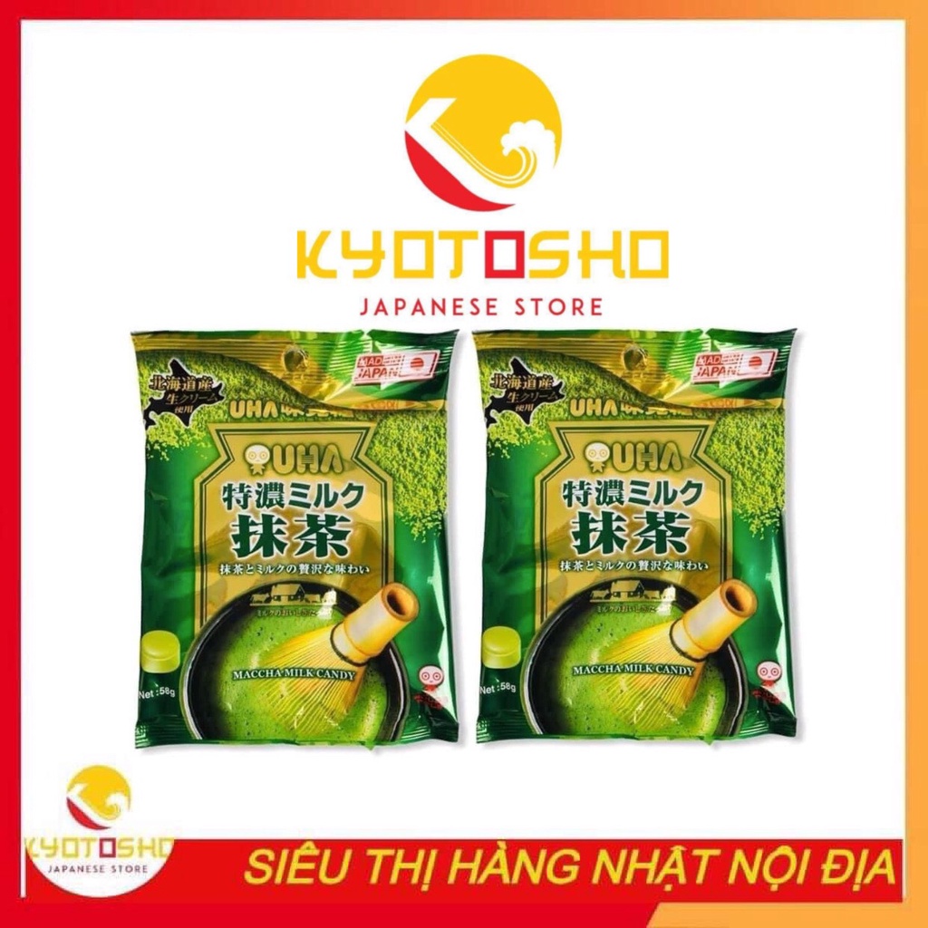 Kẹo sữa trà xanh UHA Maccha 58g