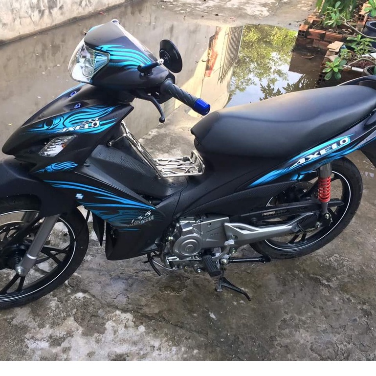 Tem Rời Suzuki Axelo 125 Dán Xe Đen - Hoa Văn Xanh