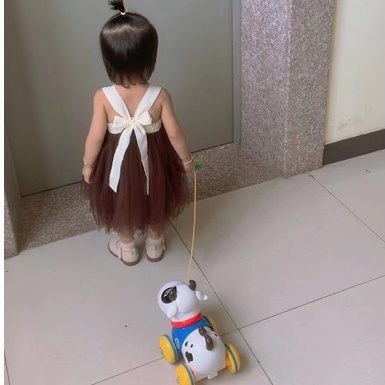 Đầm Công Chúa Hai Dây Hở Lưng Thắt Nơ Phong Cách Hàn Quốc Ngọt Ngào Thời Trang Mùa Hè Cho Bé Gái