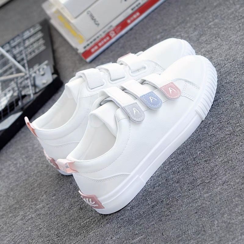 Giày Sneaker Khóa Dán Nữ Trắng Siêu Hot Chất Lượng Cao Cấp Đế Bệt Thoải Mái Đai Dán Thời Trang Tiện Lợi Thông Thoáng Êm Chân