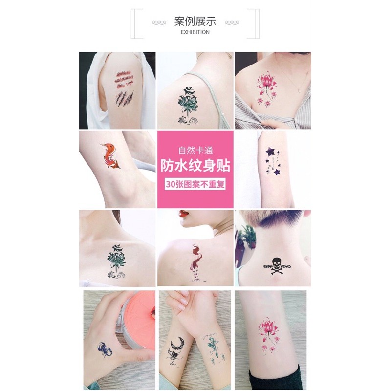 Sỉ 30 miếng hình dán xăm  tatoo siêu bền [ RẺ NHẤT SHOPEE ]