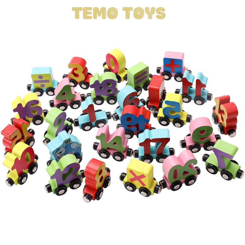 Đồ chơi giáo dục cho bé đoàn tàu chữ cái/số đếm nam châm từ tính phát triển tư duy Temo Toys