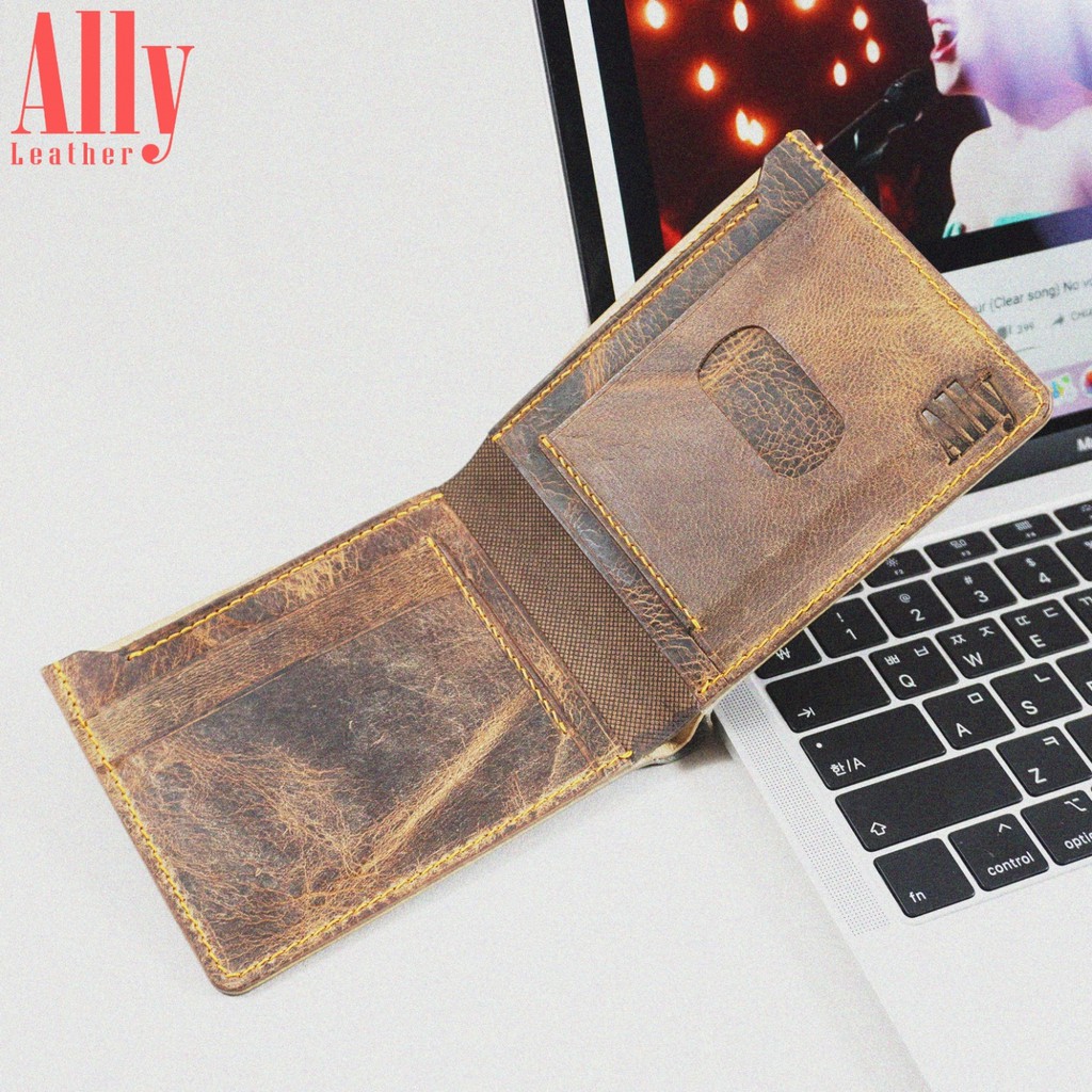 Ví Da Bò Nam Handmade Vân Cá Mập Cao Cấp | Ally Leather - L02