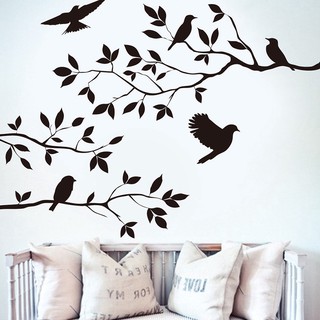 Decal dán tường hình cây và chim và cây