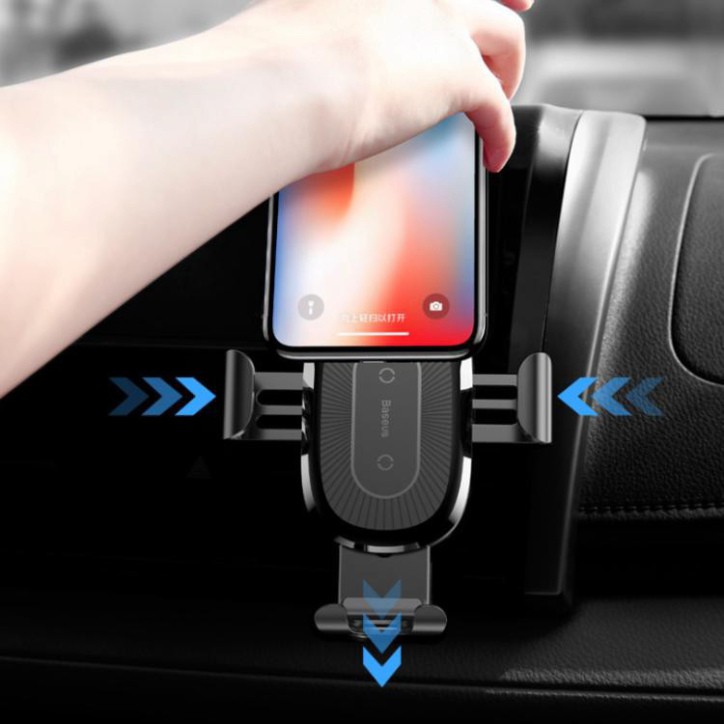 Giá đỡ kiêm sạc không dây Baseus Wireless Charger Garvity Car Mount gắn xe hơi cho Smart Phone
