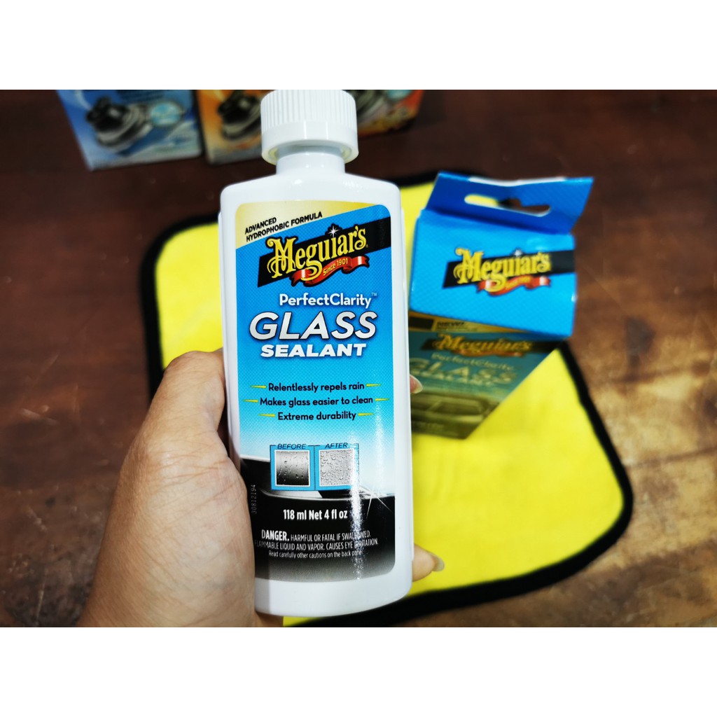 Meguiar's Xịt Lớp Phủ Bảo Vệ Kính Xe Tạo Hiệu Ứng Lá Sen Perfect Clarity Glass Sealant G8504 Tặng Khăn