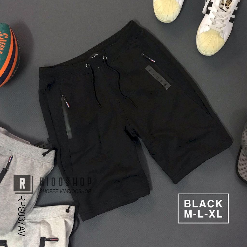 Quần thun nỉ nam ngắn cao cấp chuẩn shop dây kéo RPS037av - quần short nam đẹp Riooshop | BigBuy360 - bigbuy360.vn