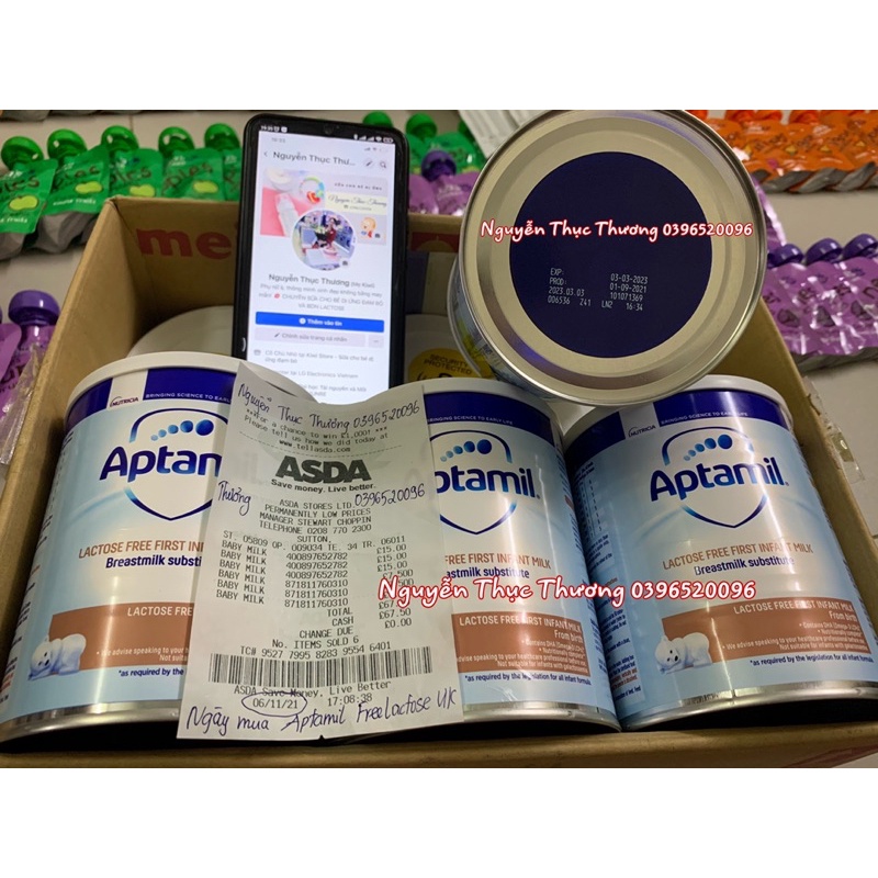 Sữa Aptamil Free Lactose Uk dành cho bé bất dung nạp Lactose 400gr bay air 100% đầy đủ bill store