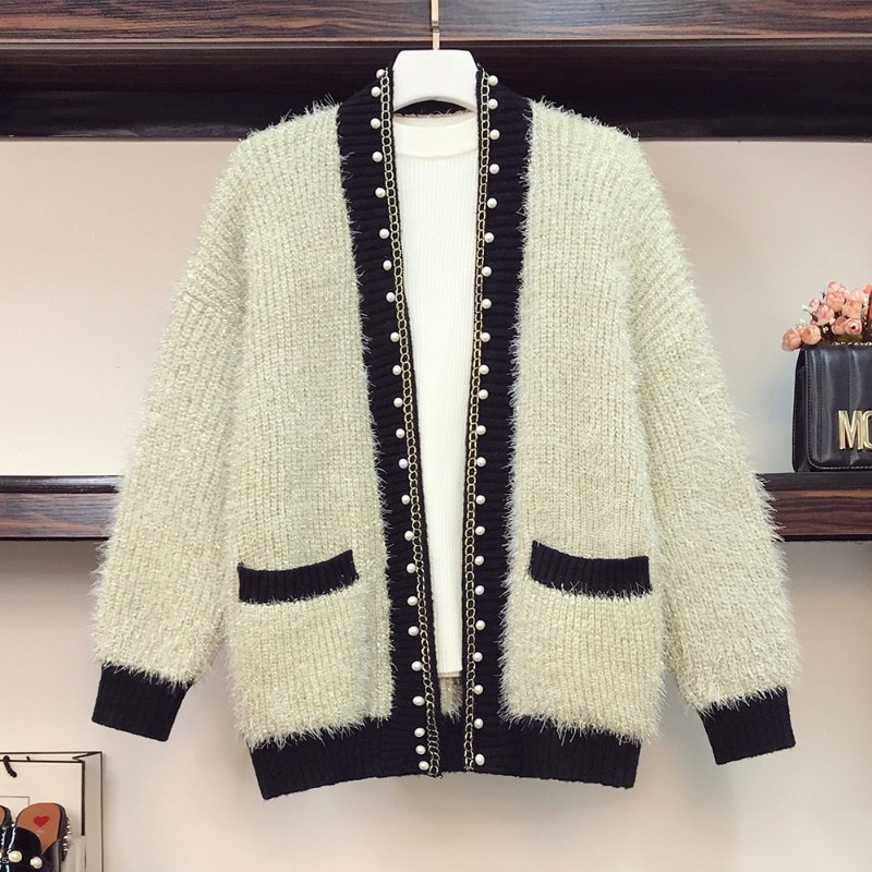 🌸Hàng Order🌸Áo Khoác Len Lông Đính Ngọc Viền Áo  Nữ Tính🌸Hàng Quảng Châu | BigBuy360 - bigbuy360.vn