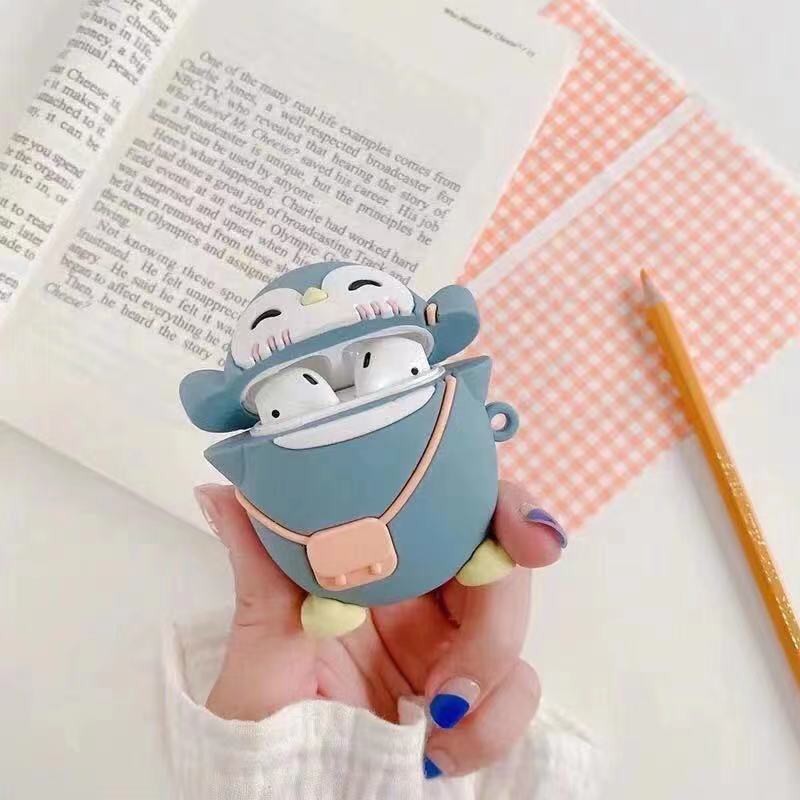 Vỏ bảo vệ hộp sạc tai nghe không dây thích hợp cho AirPods 1/2 hình hoạt hình dễ thương bằng silicon mềm