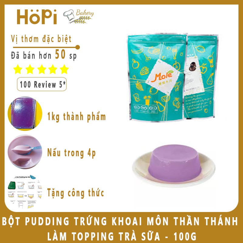 Bột Pudding Khoai Môn Mole 100g Vị Thơm Ngậy Quán Ưa Thích Hay Dùng Dùng Làm Topping Trà Sữa