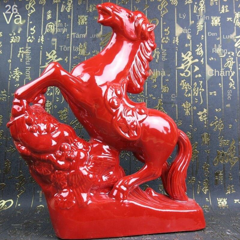 Ngựa trang trí gốm đỏ Phong thủy Đồ gia dụng May mắn Chuyển giao Thủ công mỹ nghệ Phòng khách Quầy bar lối vào