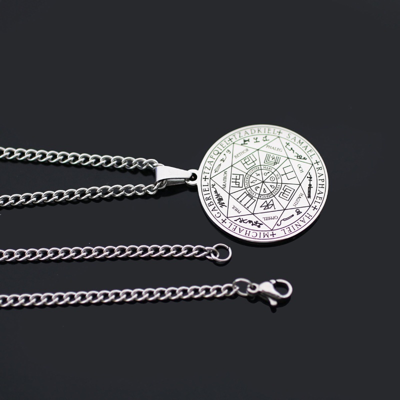 Sun Vòng cổ Bùa Hộ Mệnh Hình Ngôi Sao Solomon Heptagram Cổ Điển Bằng Thép Không Gỉ Cho Nam Giới