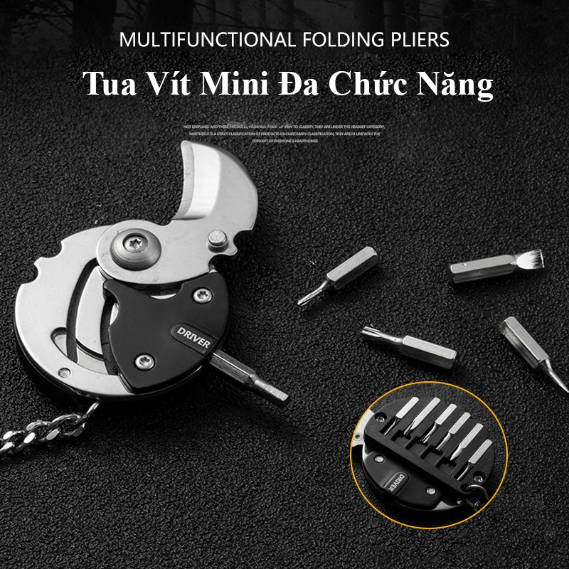 Tua Vít Đồng Xu ABG Mini Vạn Năng Kiêm Vặn Cắt Dụng Cụ Bỏ Túi Bằng Thép Chất Lượng Cao Có Móc Treo Thắt Lưng Sang Trọng