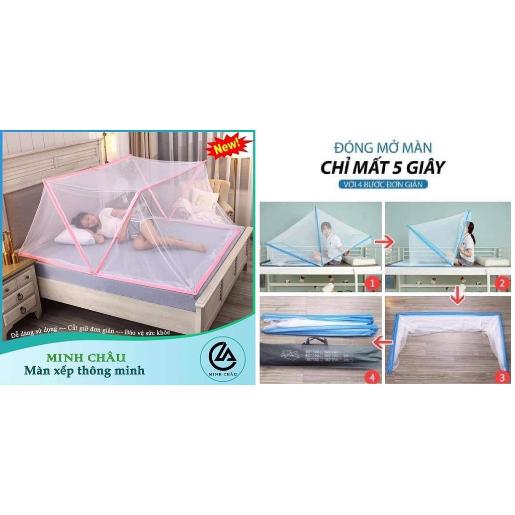 Màn bung gấp gọn thông minh chống muỗi 1.6*2m