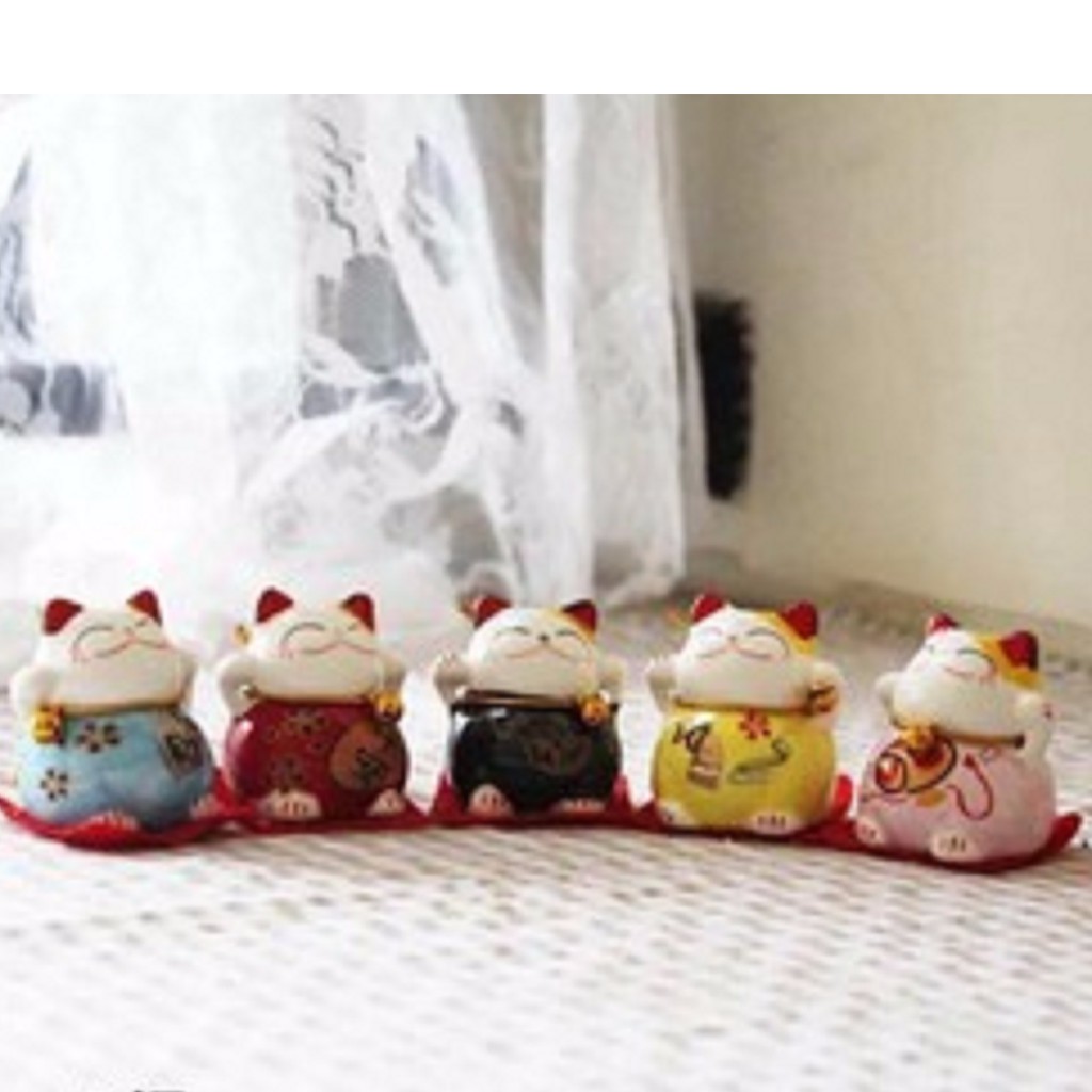 BỘ 5 TƯỢNG MÈO THẦN TÀI MAY MẮN