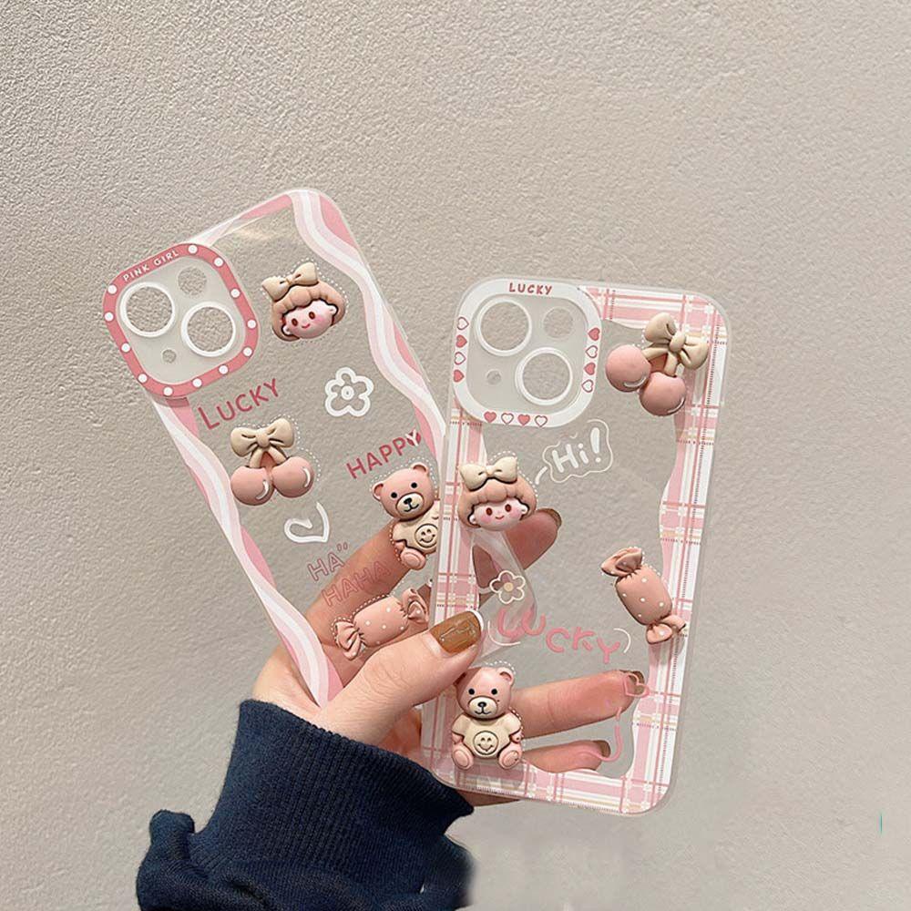 Ốp Điện Thoại Mềm Trong Suốt Họa Tiết Gấu QUINTON Dễ Thương Cho iPhone 13Pro Max 13