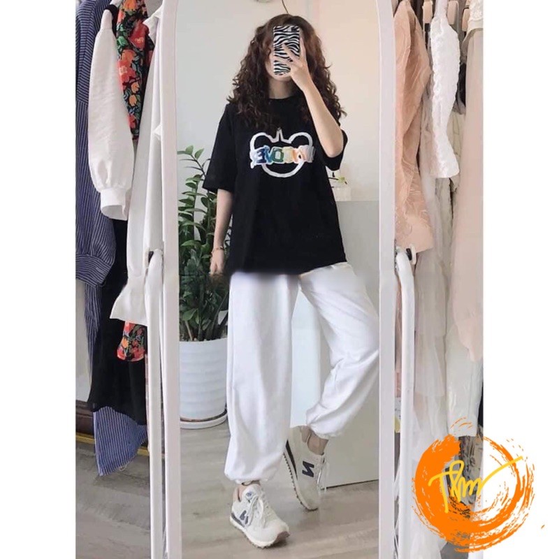 Sét áo Uncover chữ màu + quần bom trắng TH6