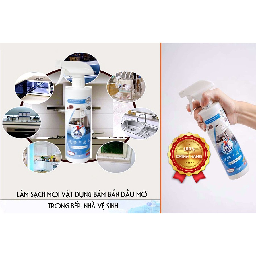 XWASH VỆ SINH NHÀ BẾP - 500ML - CHAI XỊT KHÔNG HÓA CHẤT, CÔNG NGHỆ TẨY RỬA SỐ 1 NHẬT BẢN, HÀNG CHÍNH HÃNG