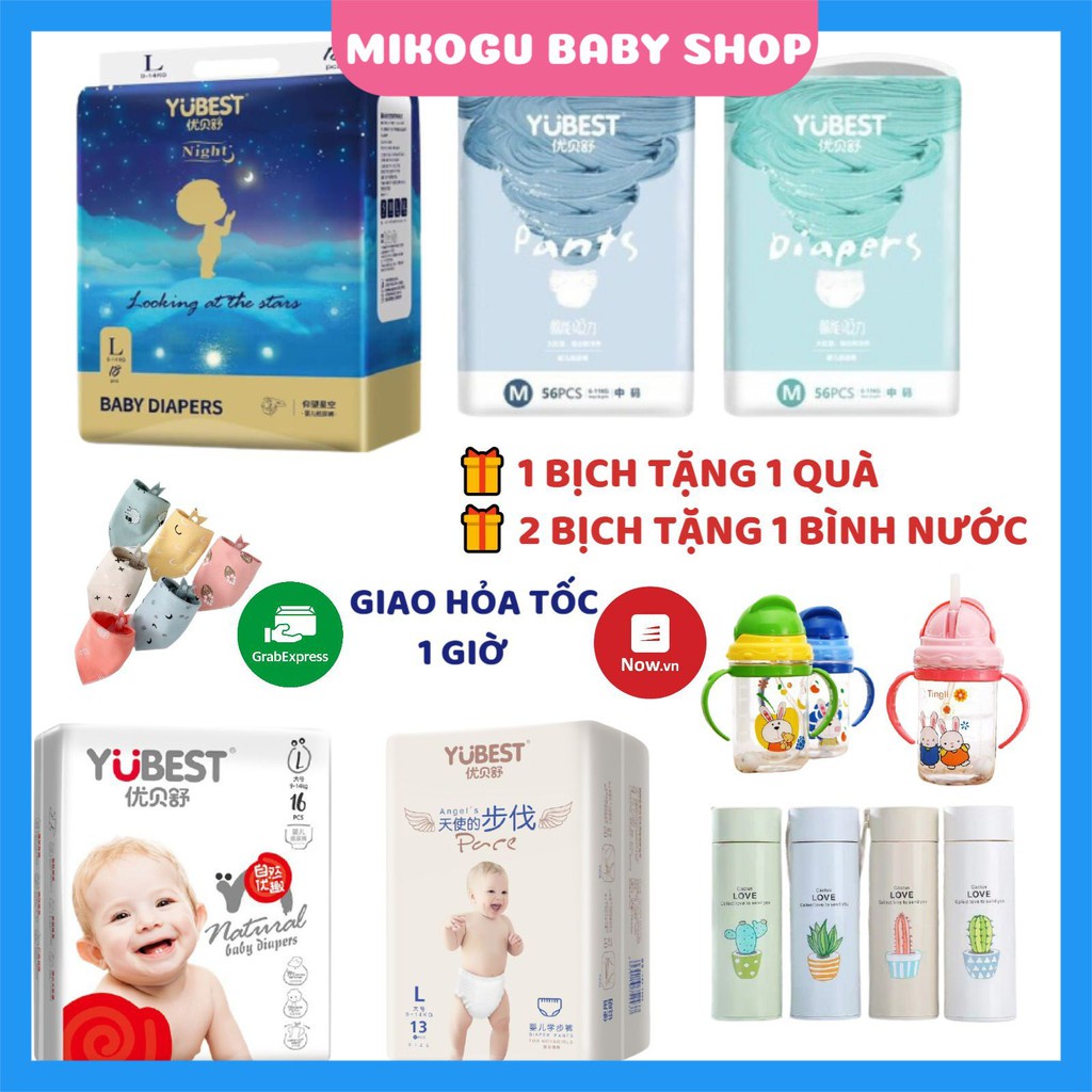 Bỉm Yubest FREESHIP Yubest Gold/Angel/Night/Natural/Core - Tã Yubest Dán/Quần đủ size S132,S90,M108,M84,L96,L78