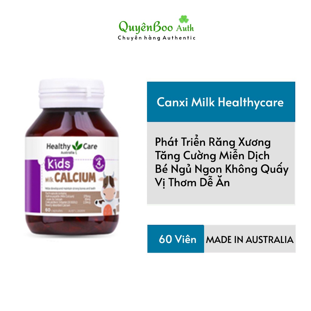 Viên Uống Canxi Sữa Milk Calcium Healthy Care Úc 60 Viên Bổ Sung Canxi Cho Bé Từ 4 Tháng Tuổi