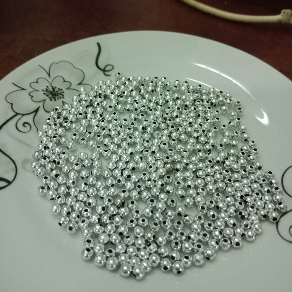 10/25/50gam Hạt bẹt bạc si nhựa nhiều size 3/4/5/6/8/10mm
