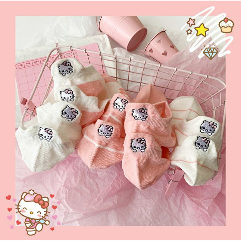 Tất ngắn cổ nữ Hello Kitty (100% cotton)