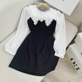 Váy đen phối cổ peter trắng công sở - gd237