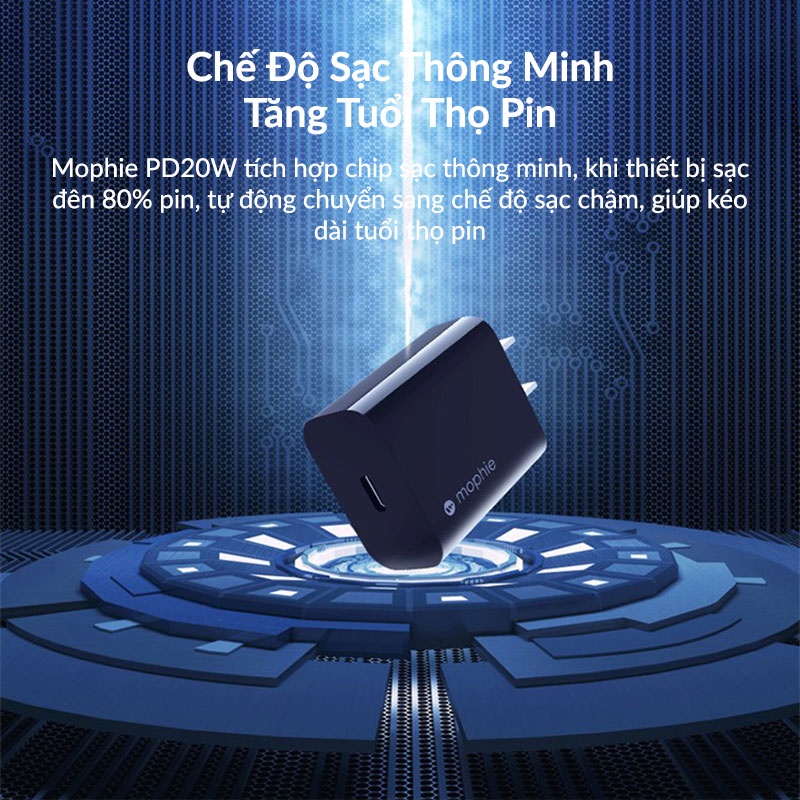 Củ Sạc Nhanh 20w Mophie Cloverb Thiết Kế Nhỏ Gọn Không Nóng Bảo Vệ Pin Chip Sạc Thông Minh Cho Ip 11 12 13 Pro Max